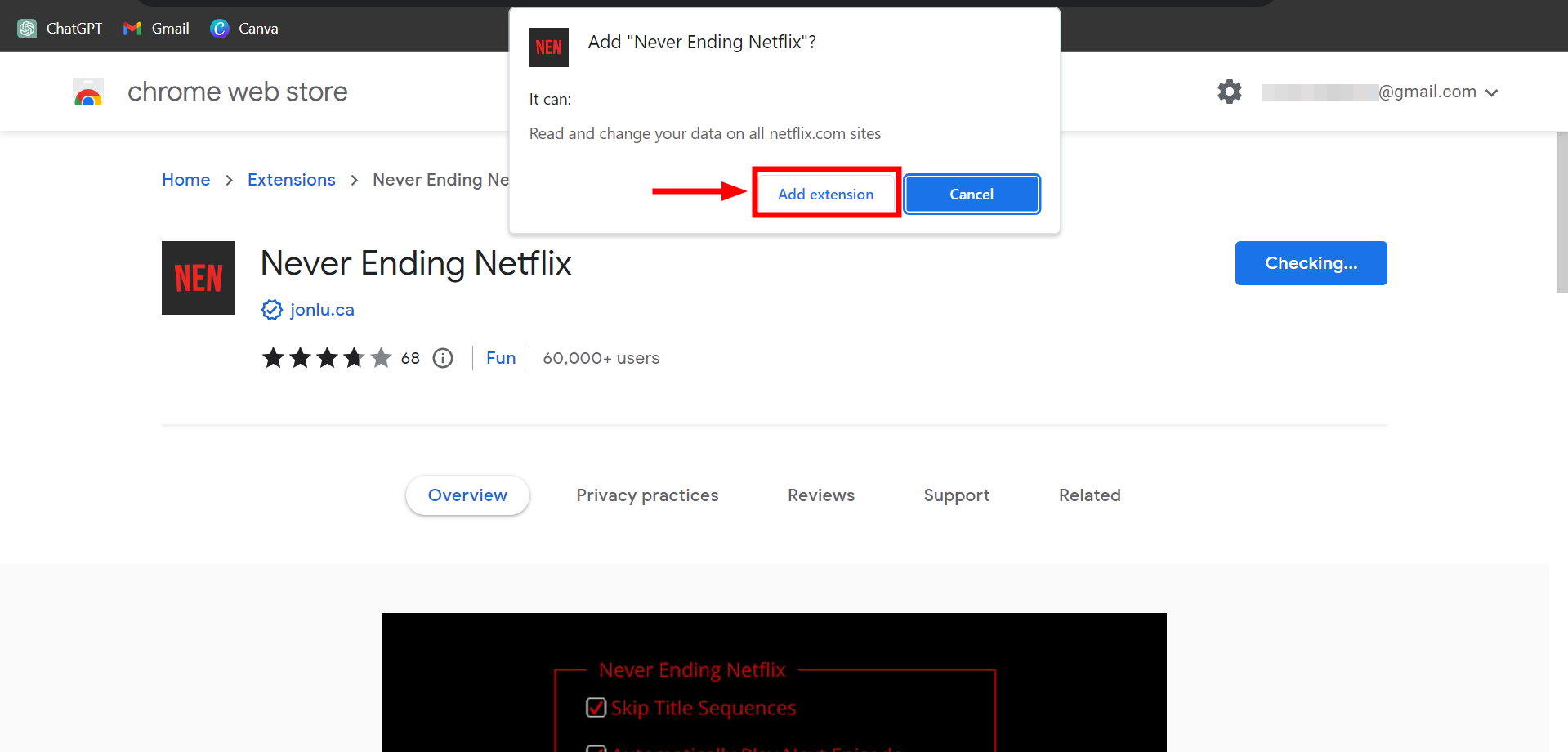 click on Add Extension