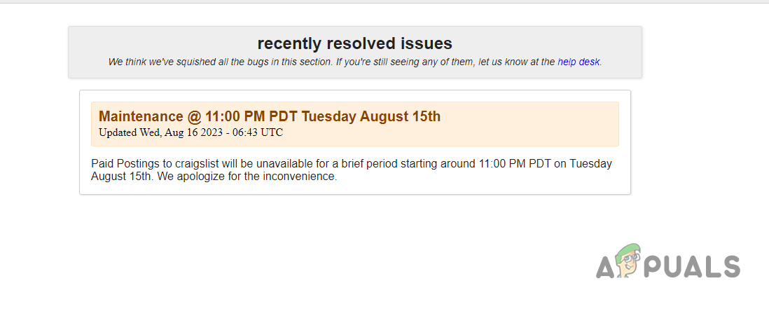 Craigslist System Status