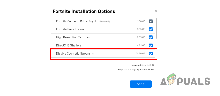 Disabling Cosmetic Streaming