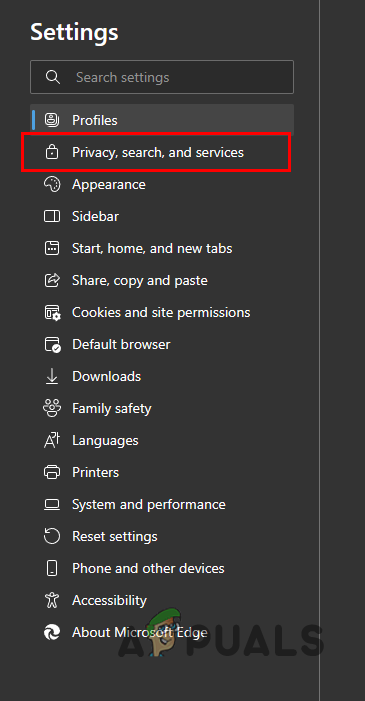 Navigating to Privacy Settings