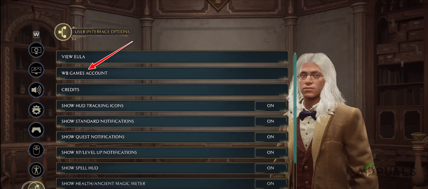 Navigating to WB Games Account