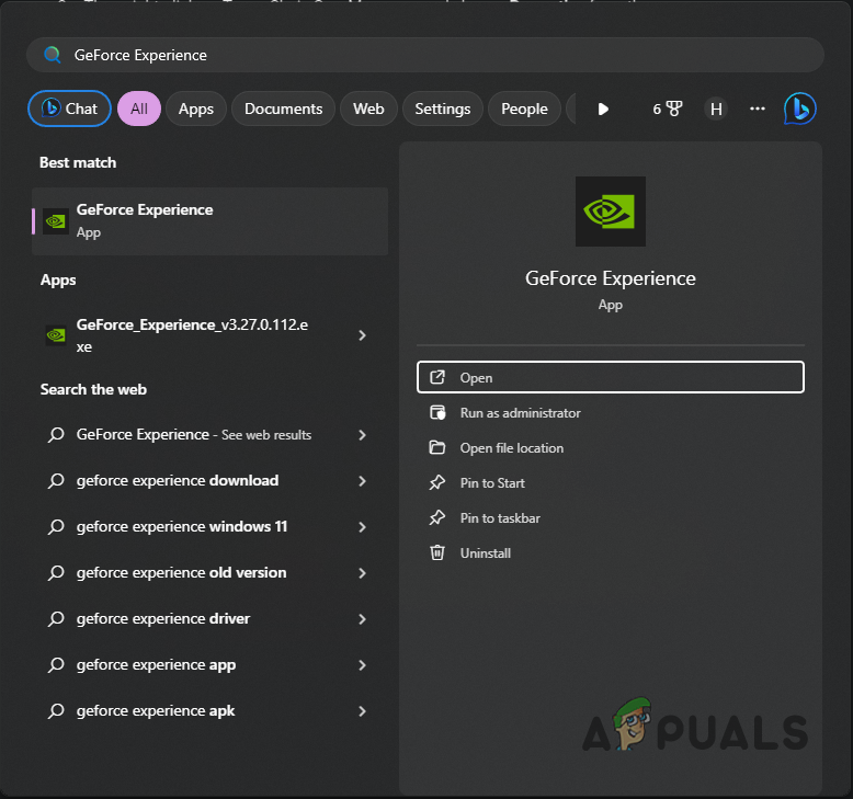Opening GeForce Experience
