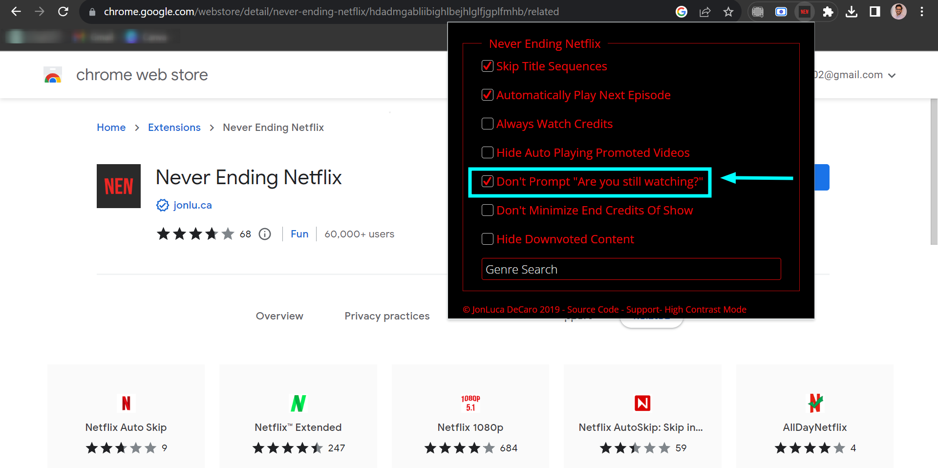 Select Don't prompt Are you still watching