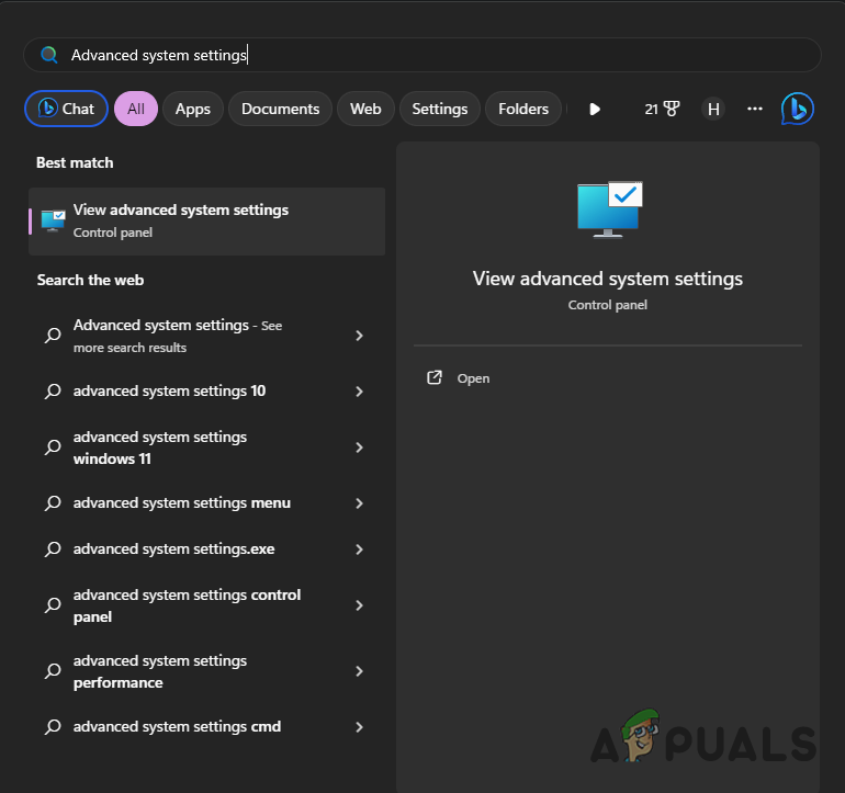 Opening Advanced System Settings