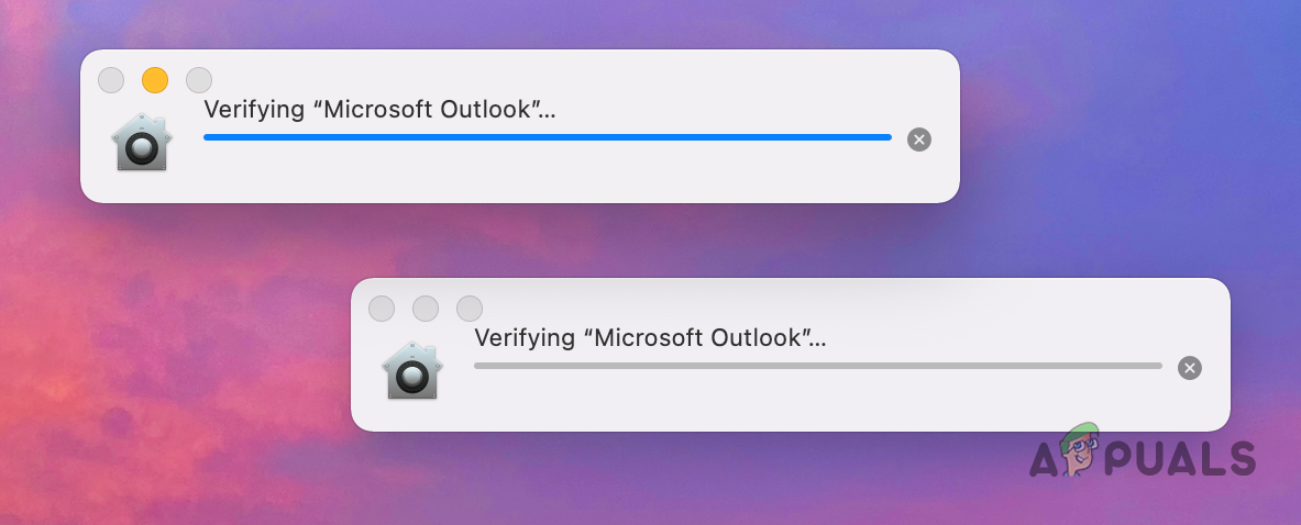 Verifying Microsoft Outlook Stuck