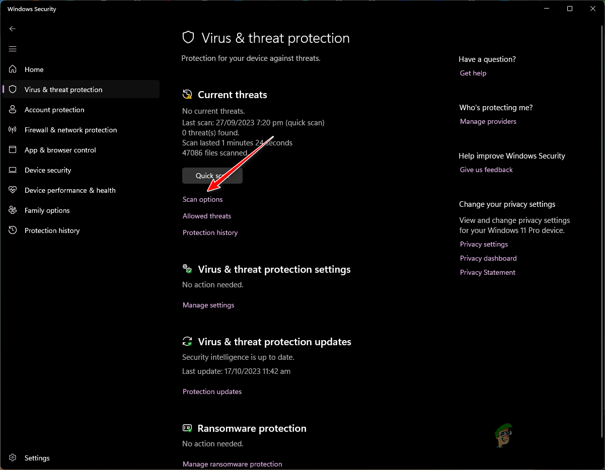 Navigating to Scan Options