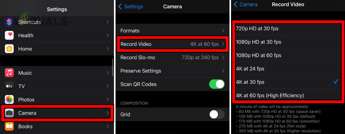 Change the iPhone's Camera FPS to 4K at 30 FPS