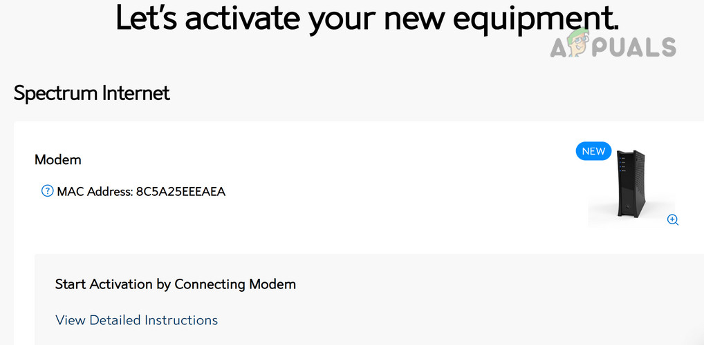 Activate the Spectrum Modem Online