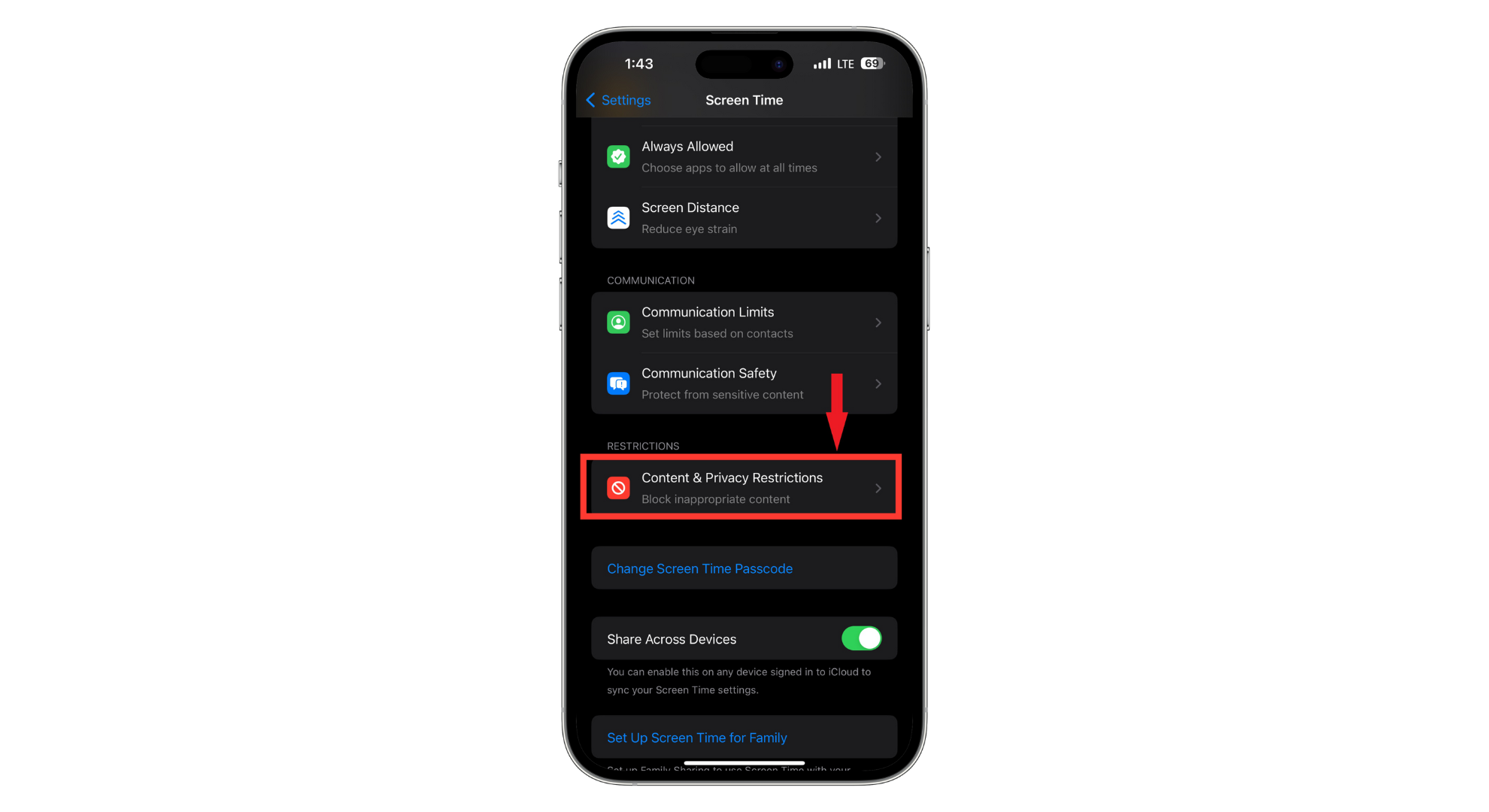 Tap Content & Privacy Restrictions