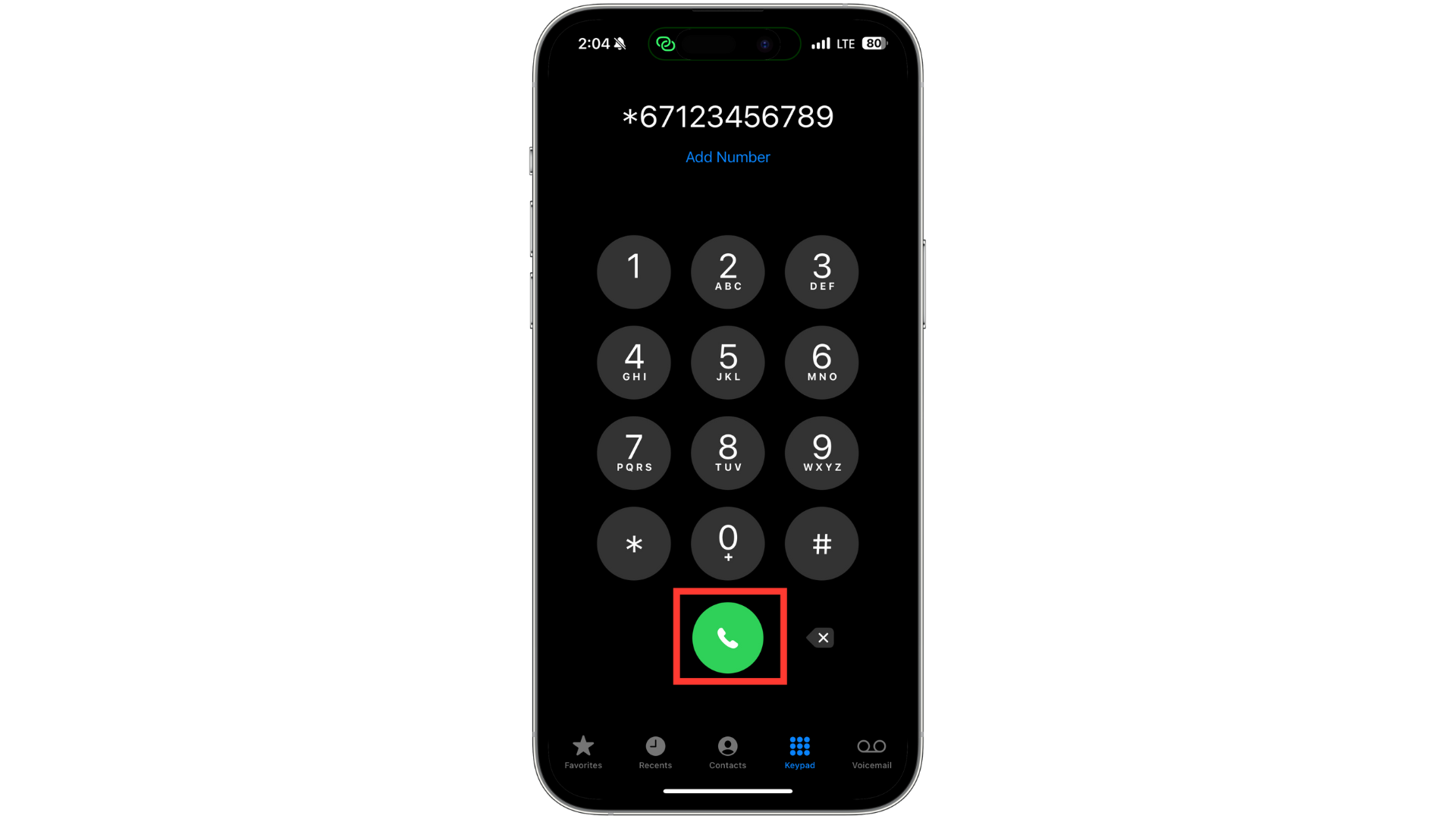 Tap the green button to call