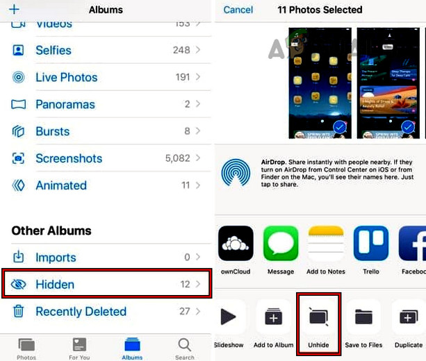 Check the Hidden Folder in the Photos Albums