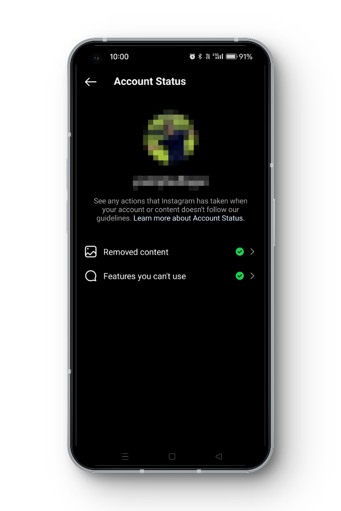 Account Status Info - Instagram