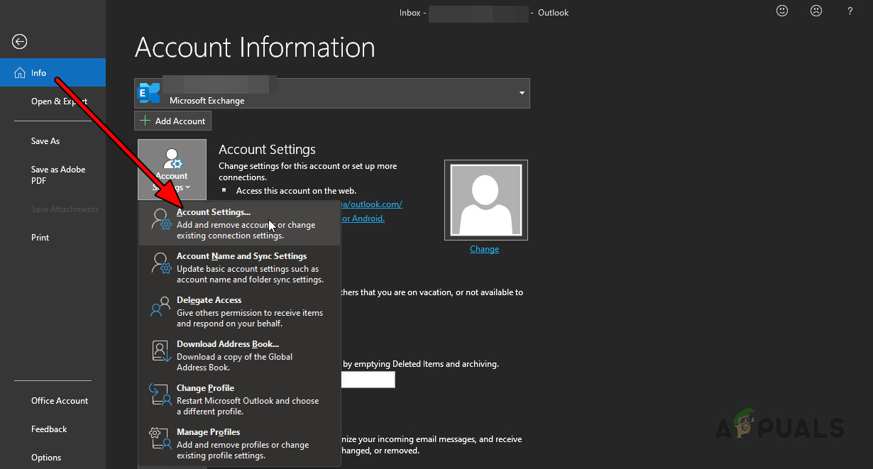 Open Outlook Account Settings