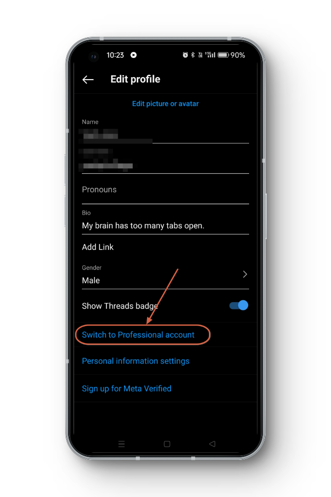 Switch to Professional Account - Instagram