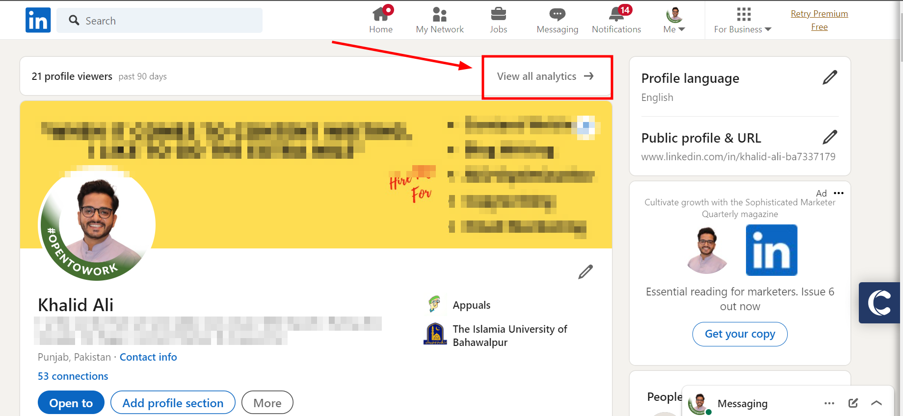 5. Alternatively you can click on View all Analytics