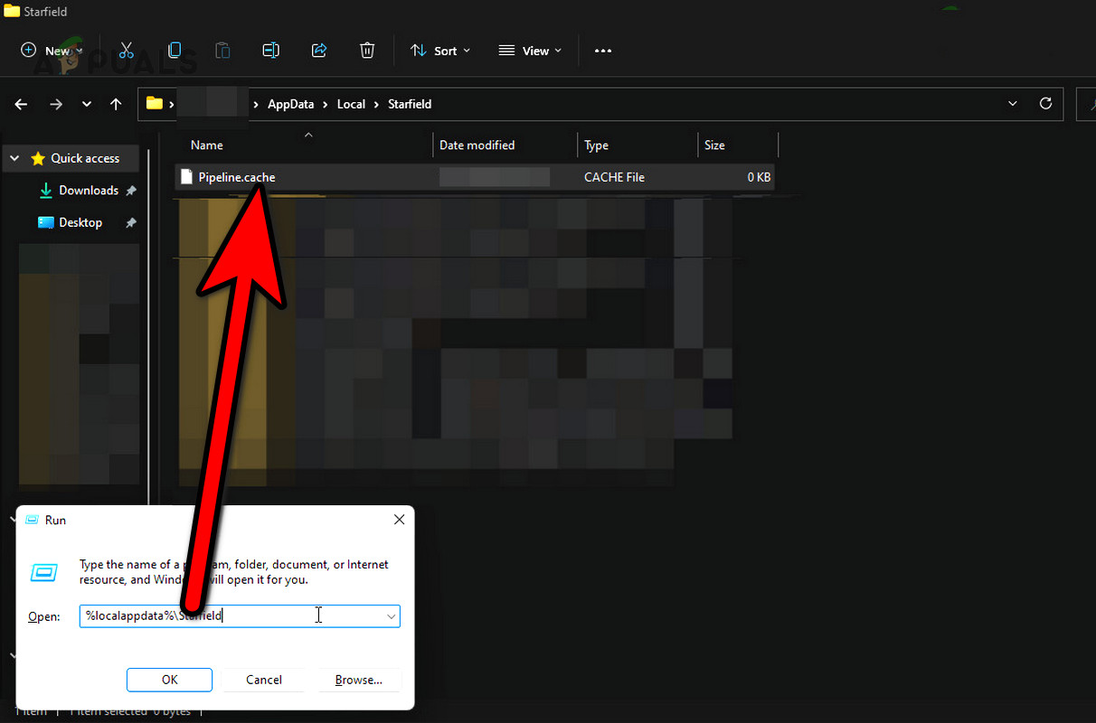 Delete Pipeline.cache File in Starfield Local AppData Directory