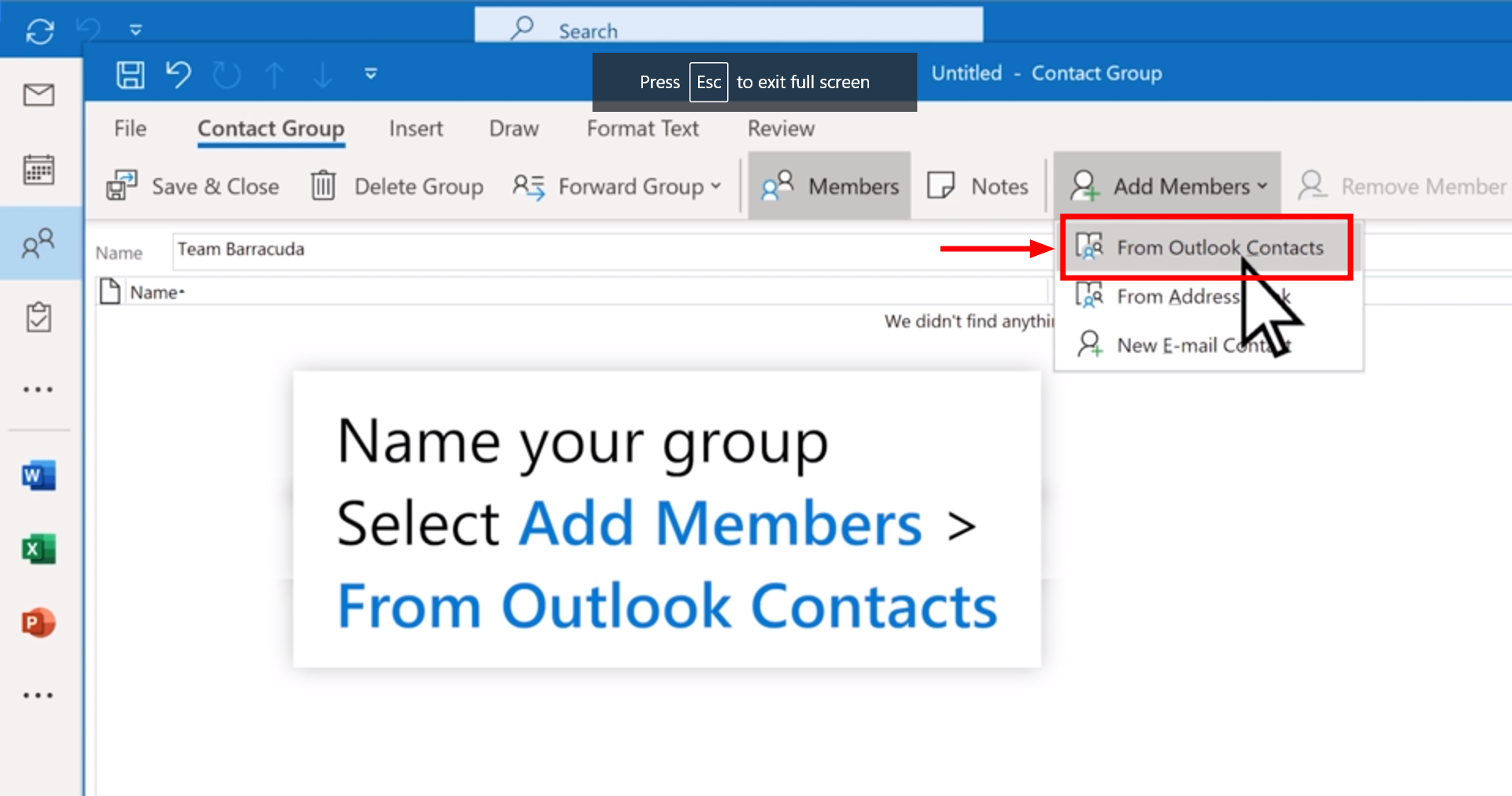 Select From Outlook Contacts