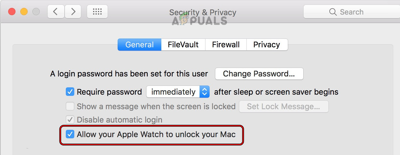 Uncheck Allow Your Apple Watch to Unlock Your Mac in the Mac's Security & Privacy Settings