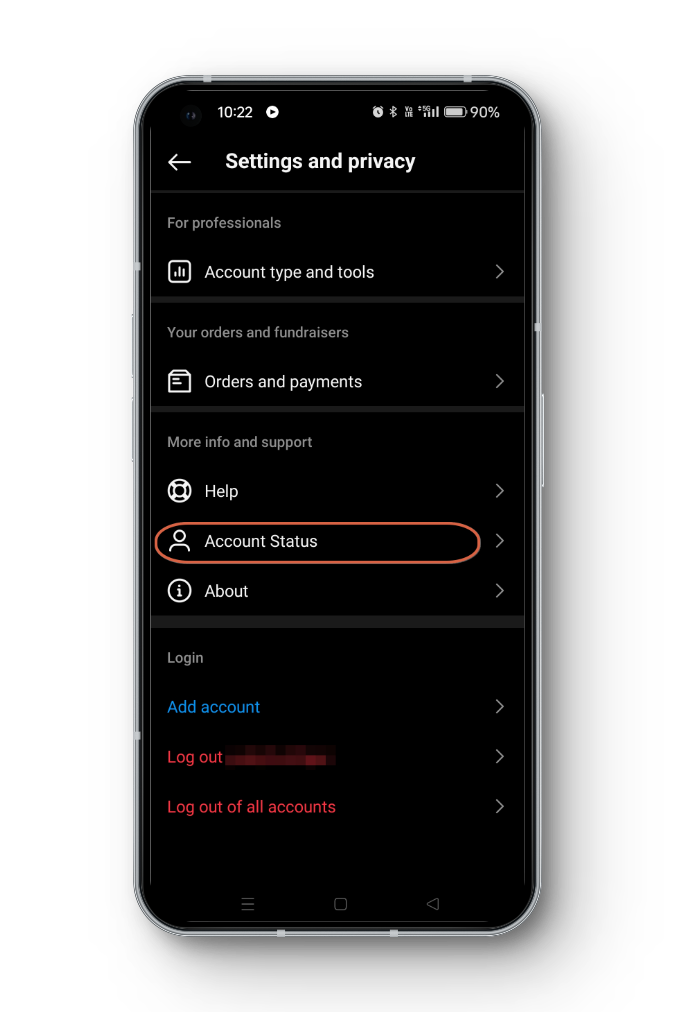 Account Status on Instagram