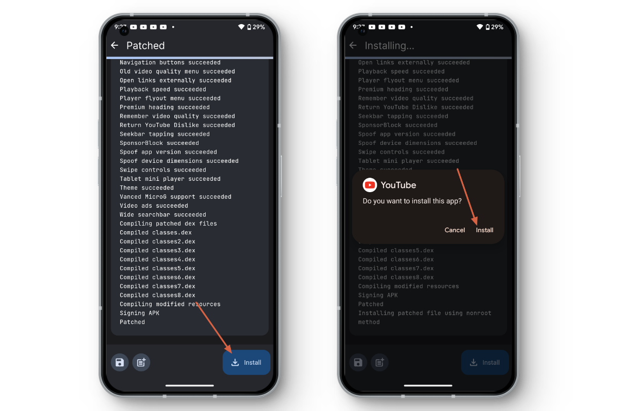 Install Patched YouTube APK