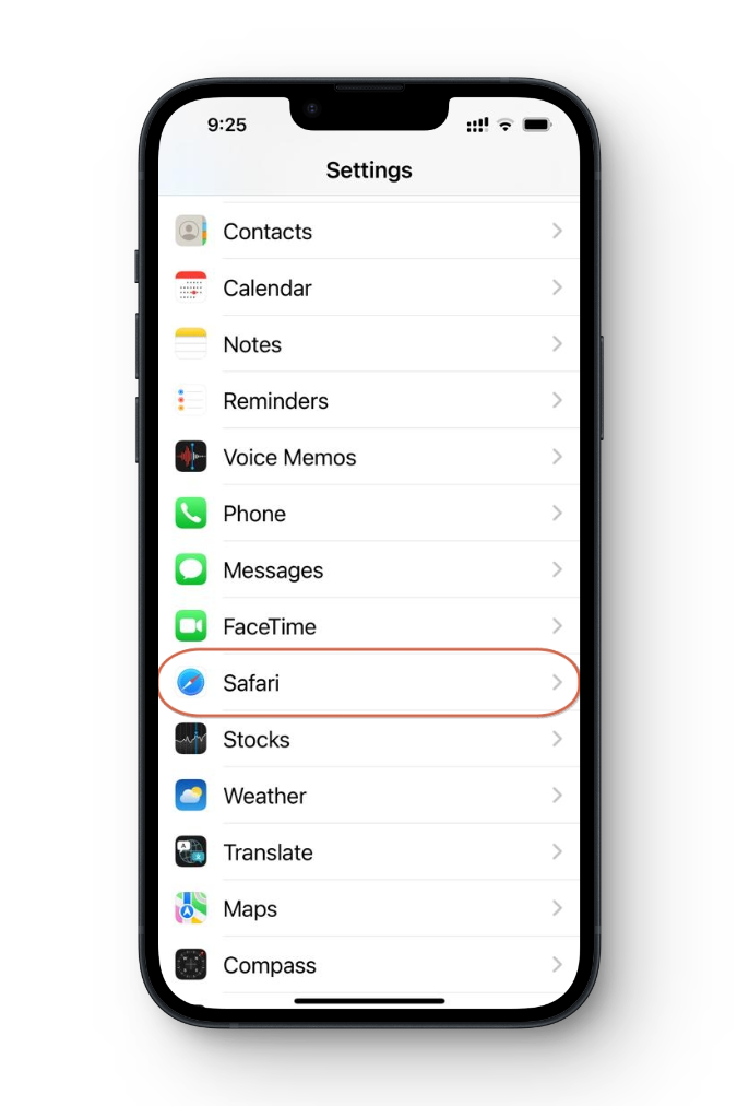 Open Safari Settings on iOS
