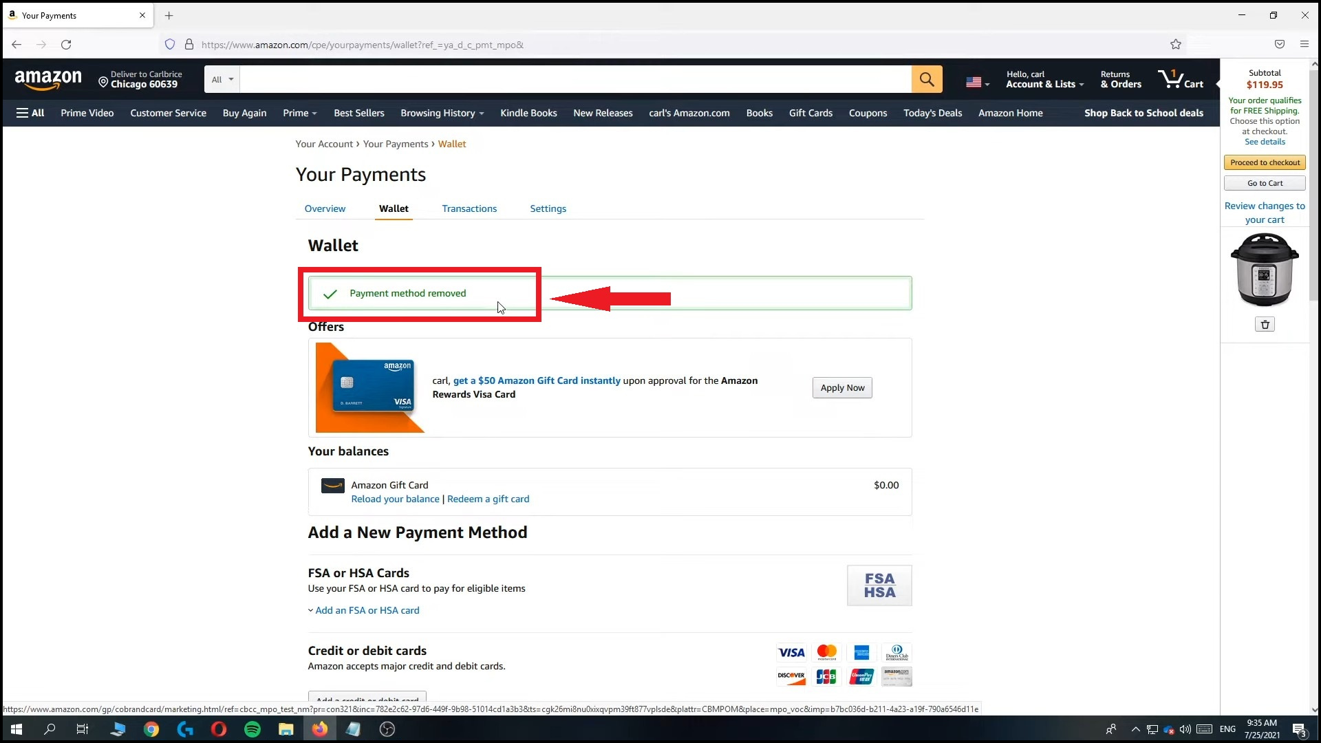 Your card will be deleted