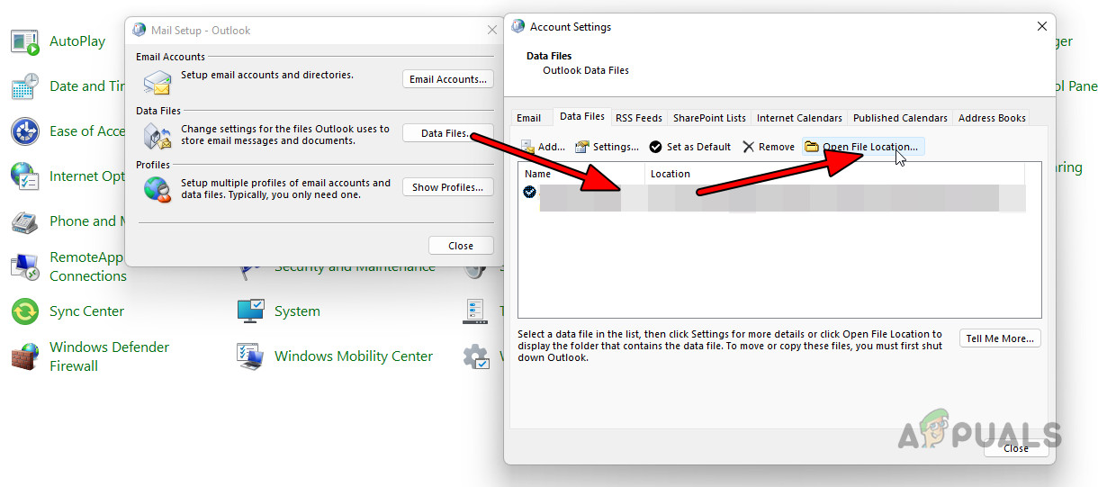 Open the OST File Location Through the Control Panel's Mail