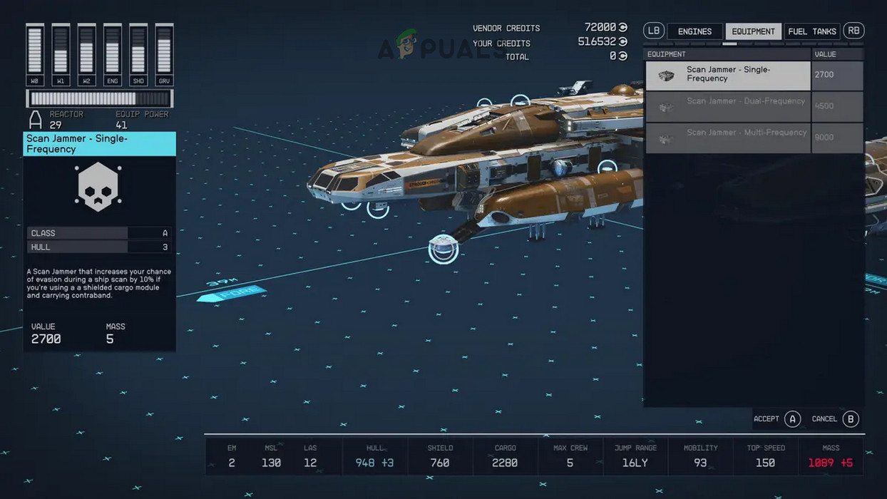 Add a Scan Jammer to the Starfield Ship