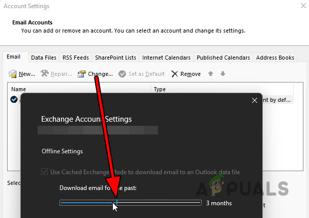 Change the Cached Mode of the OST File to 3 Months
