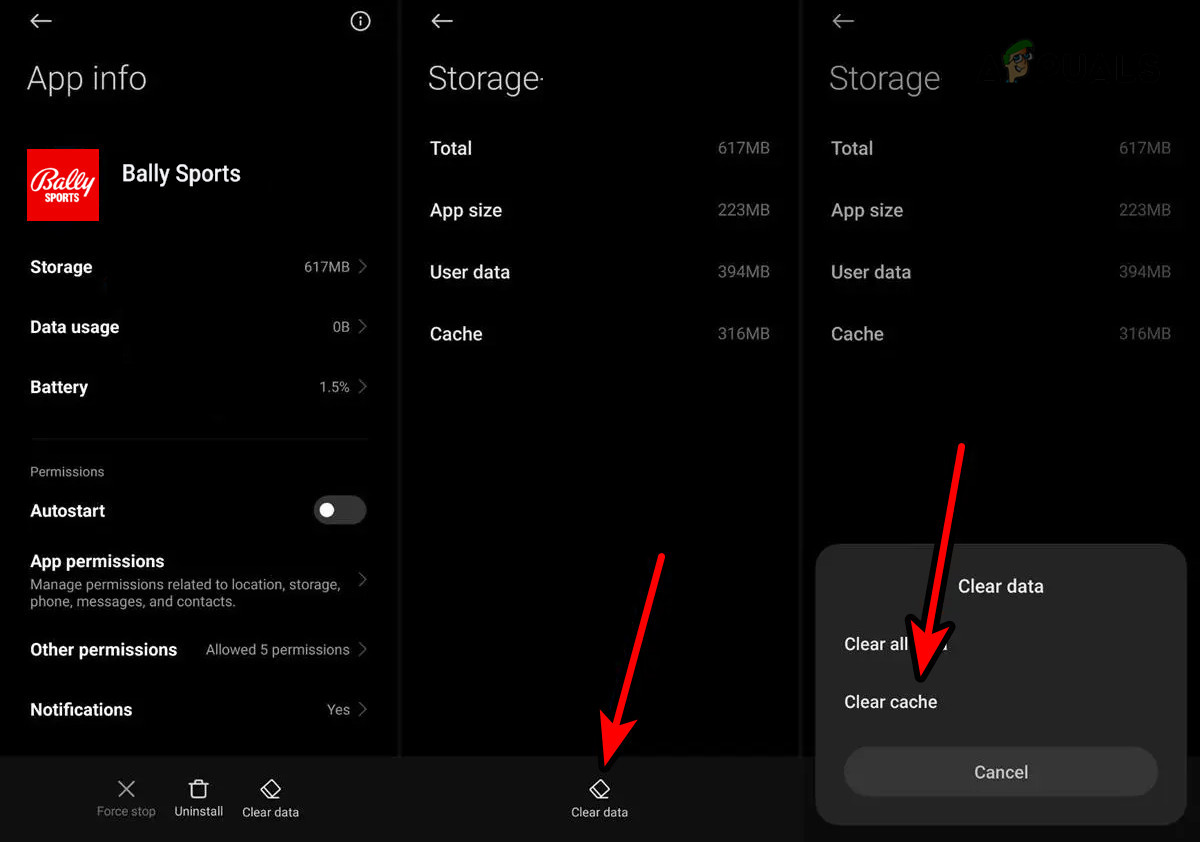 Clear the Cache of the Bally Sports App