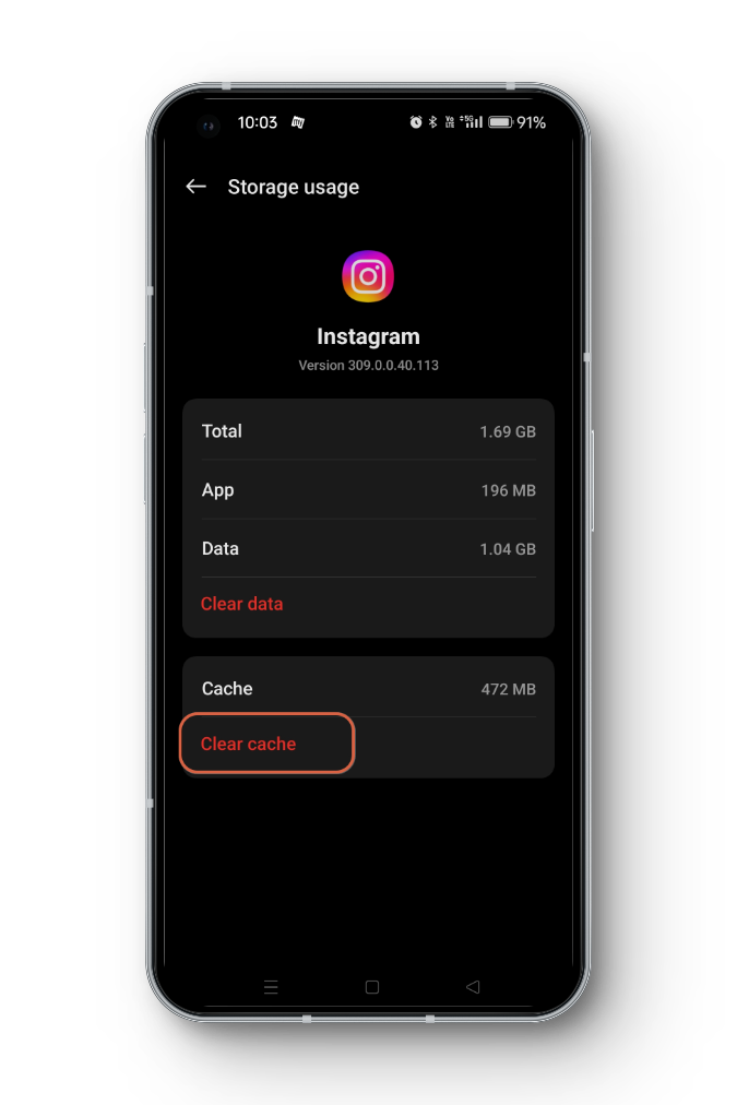 Clear Cache Instagram