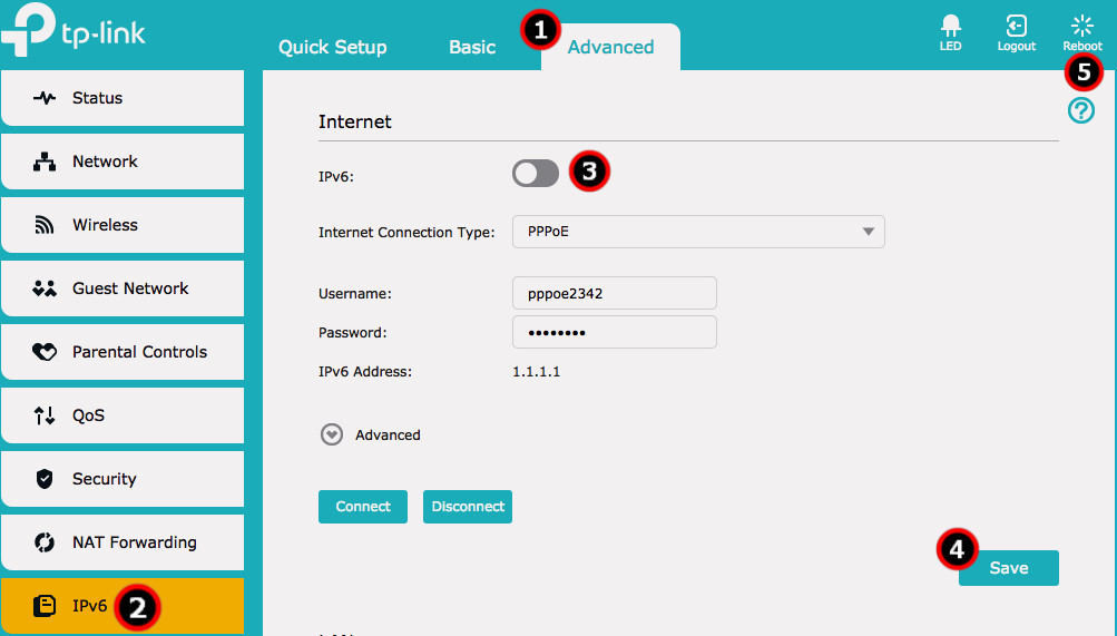 Disable IPv6 on the Router