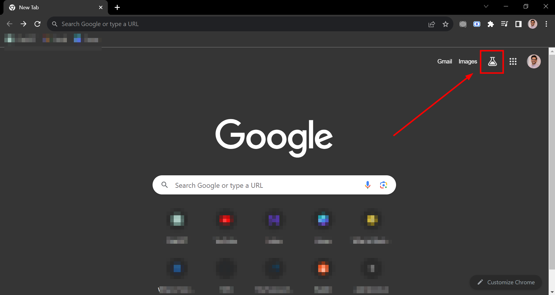 Click on the Lab icon on top right