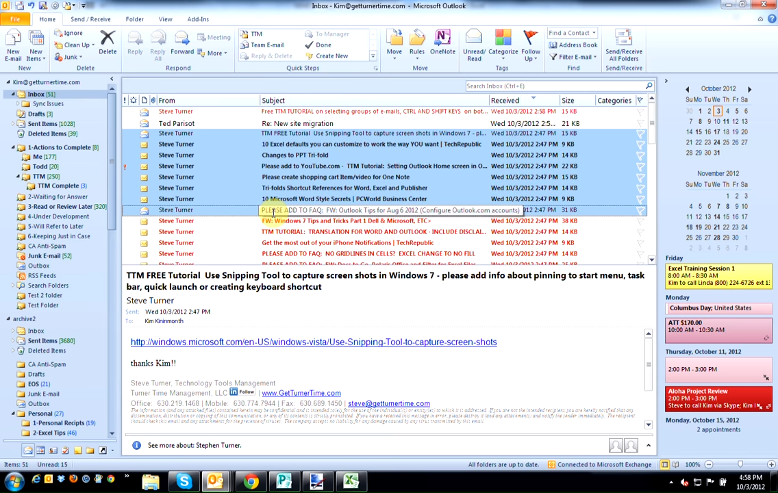 Click on the last email you want to select