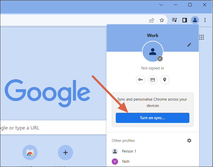 Turn on Sync on Chrome