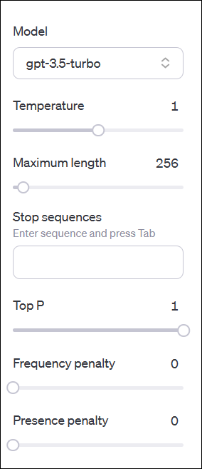 ChatGPT Playground Parameters