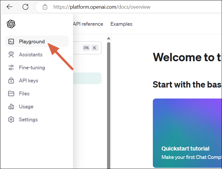Accessing ChatGPT Playground