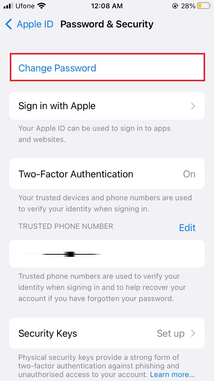 Change Apple ID Password