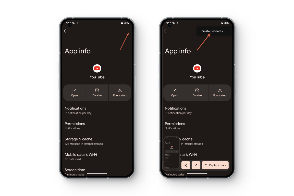 Uninstall Updates YouTube