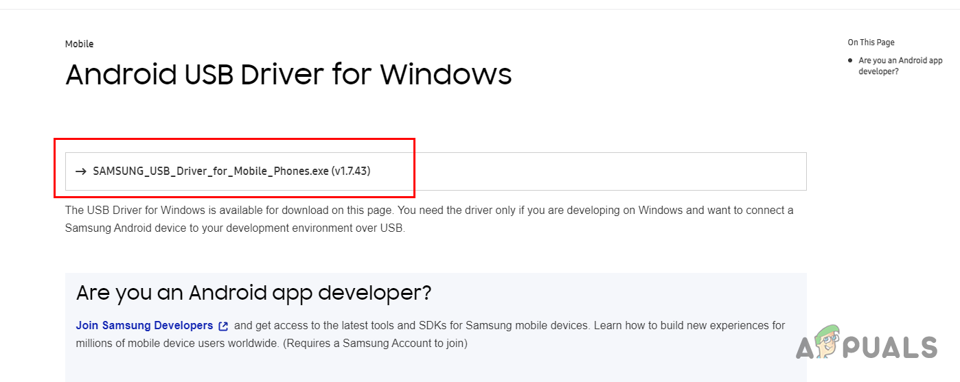 Manually Download Samsung USB Drivers for Windows