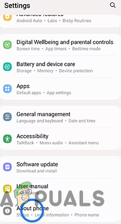 Navigating to About Phone
