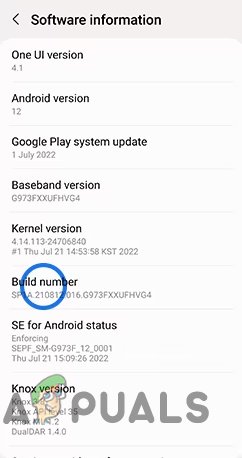 Tapping Build Number Seven Times