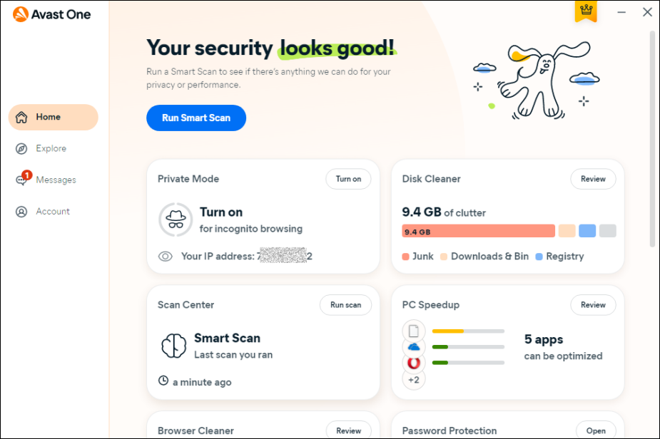 Avast One Dashboard