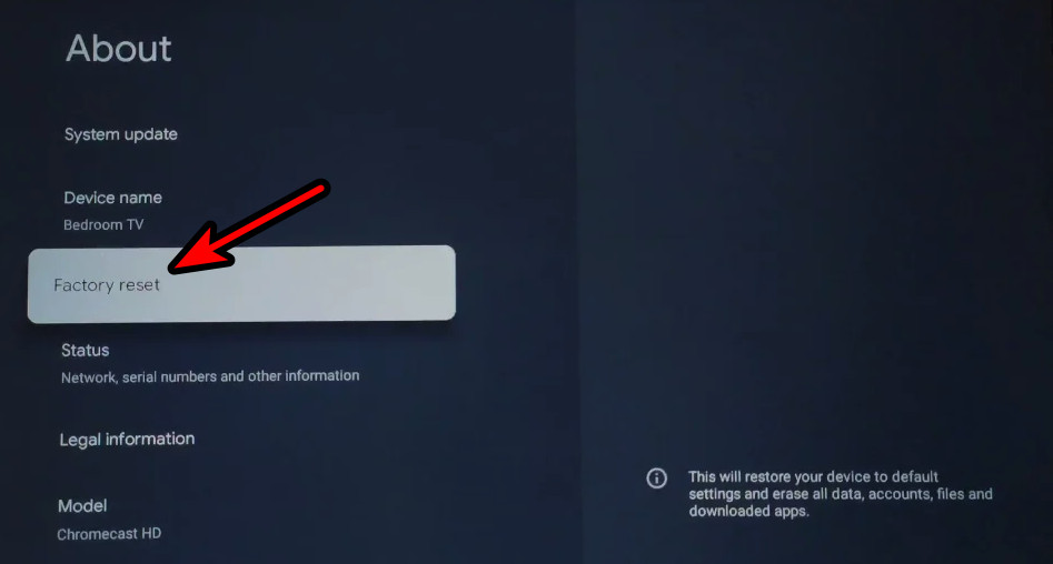 Factory Reset the Google TV