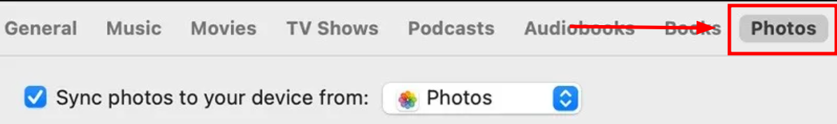 Click on Photos from the bar