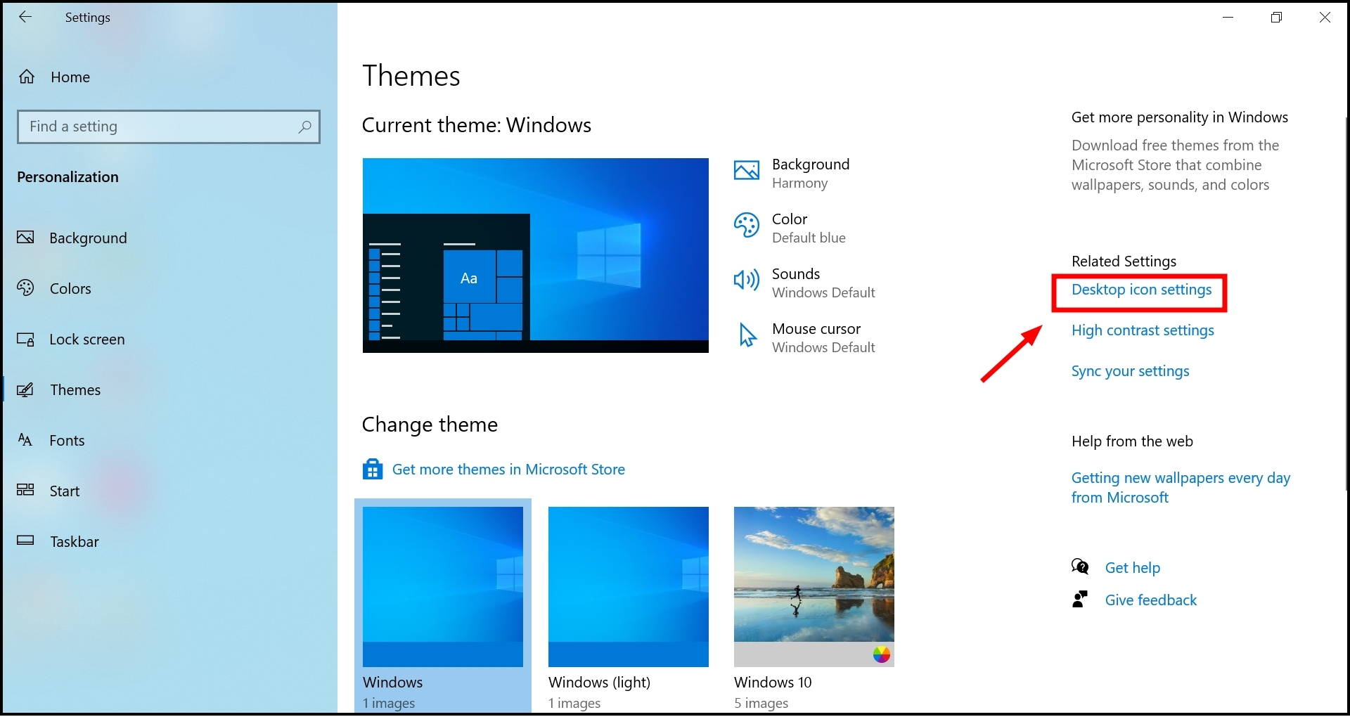 Click on desktop icon Settings