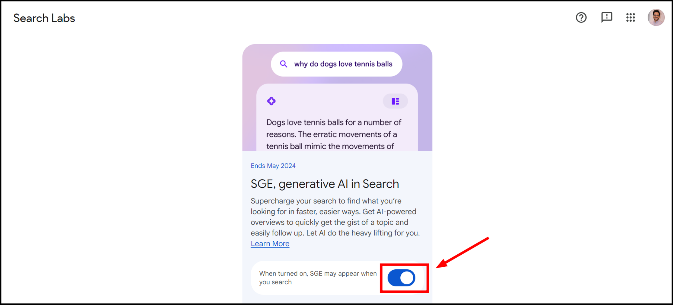 Click on the toggle next to
