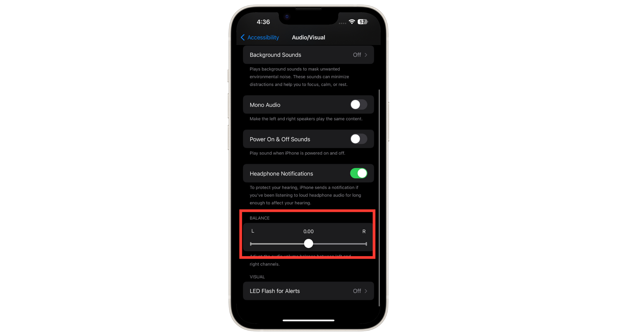 Adjust the audio balance