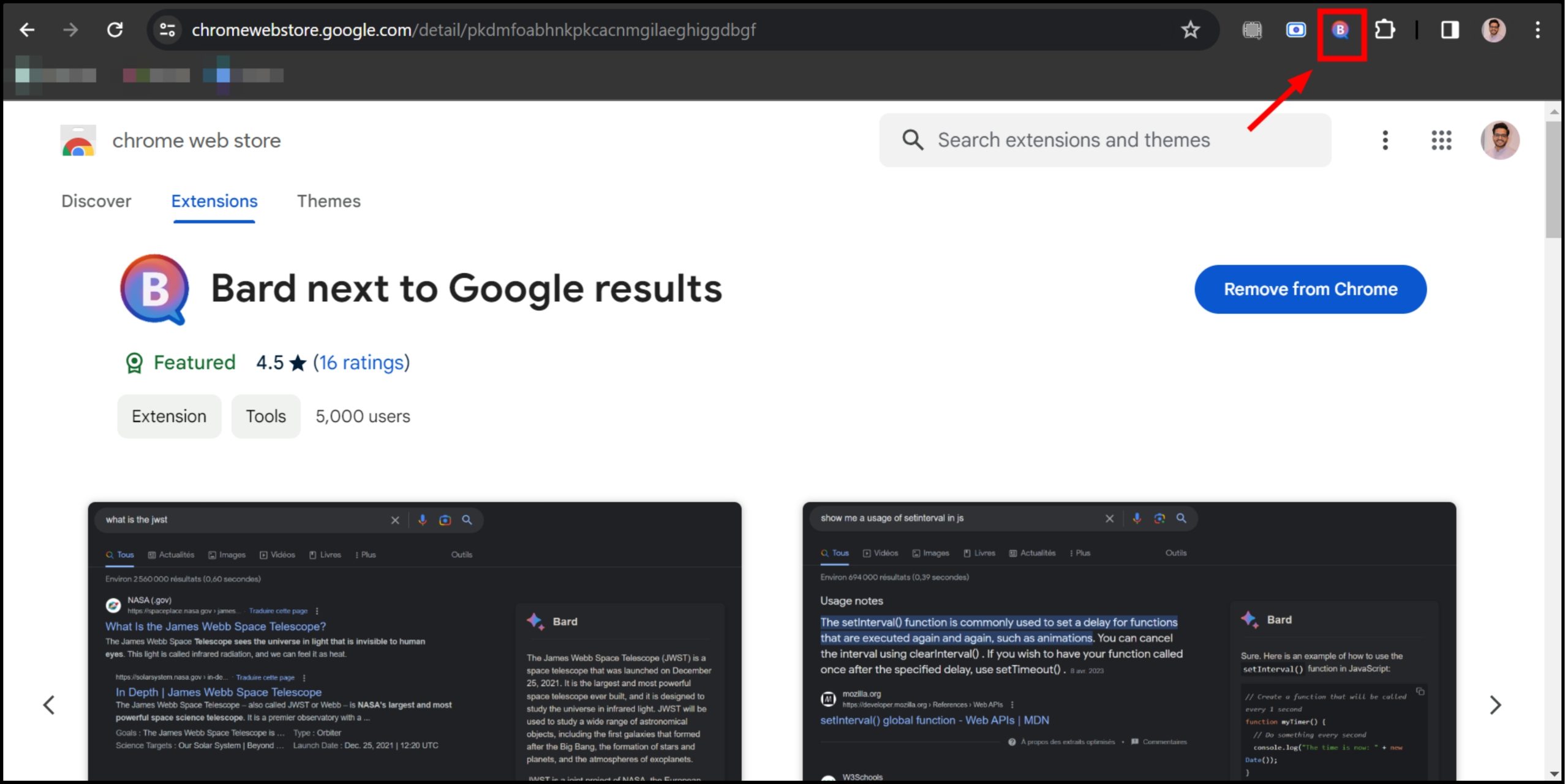 You'll see a Bard icon