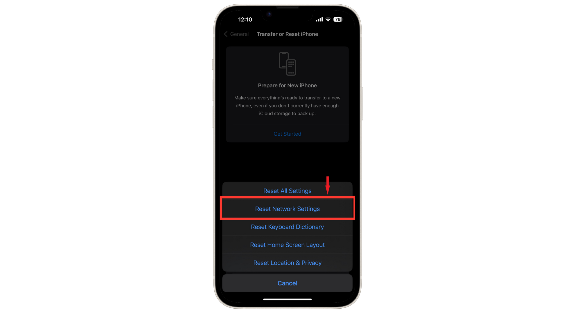 Tap on Reset Network Settings